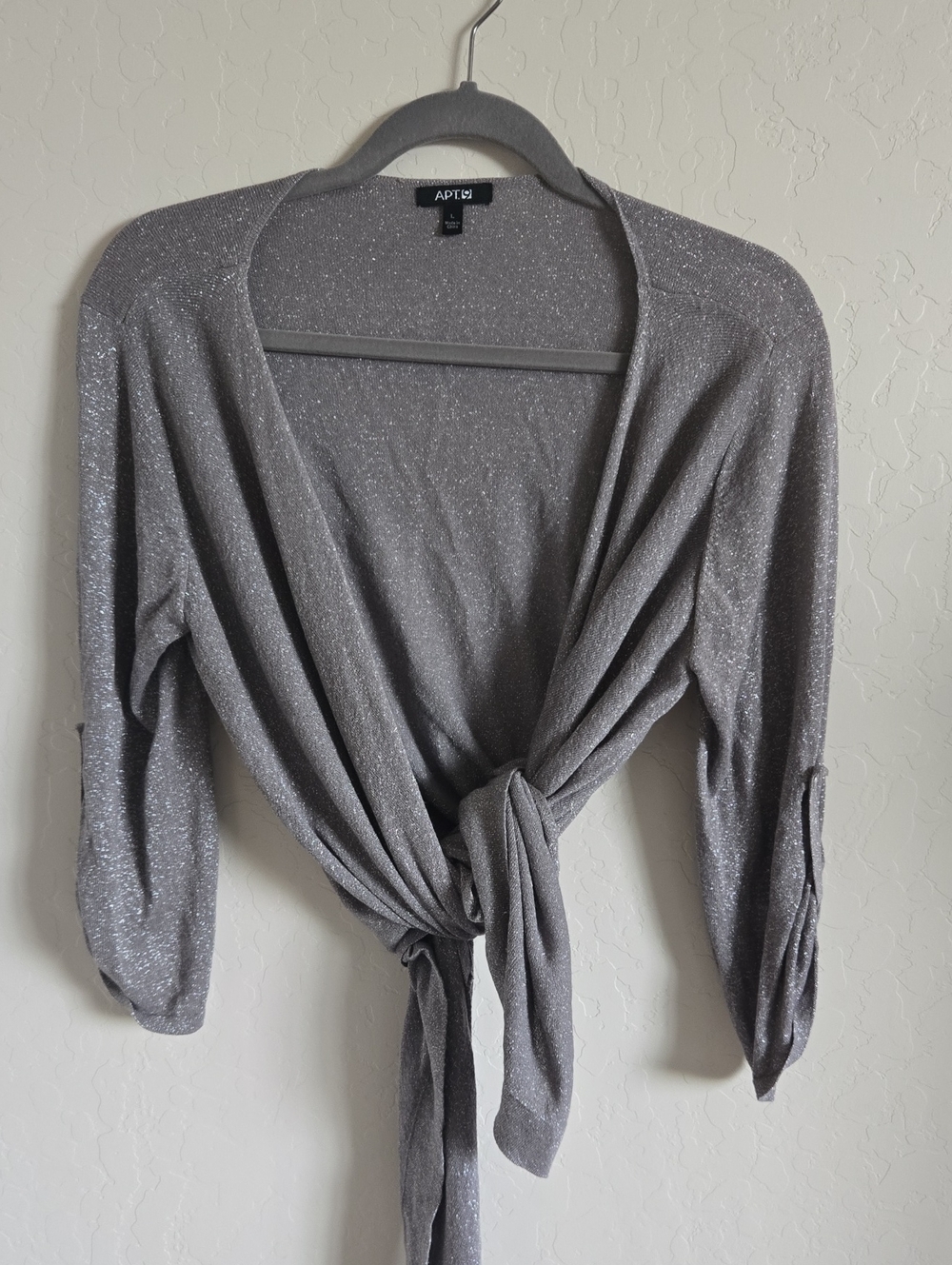 Apt. 9 Silver Tie-Front Sparkle Cardigan